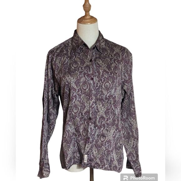 Woolrich Vintage Purple and Gray Patterned Button Down Shirt - Picture 1 of 6